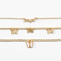Gold Butterfly & Angel Chain Bracelets - 3 Pack