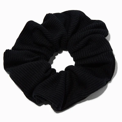 Ribbed Black Hair Scrunchie