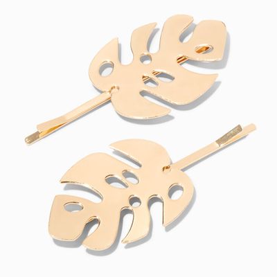 Gold Monstera Leaf Hair Pins (2 Pack)
