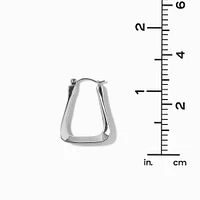 Silver-tone Triangular Oval 30MM Hoop Earrings