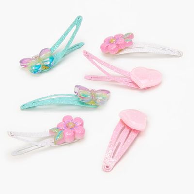 Claire's Club Glitter Pastel Snap Hair Clips - 6 Pack