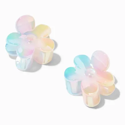Pastel Iridescent Flower Hair Claws - 2 Pack