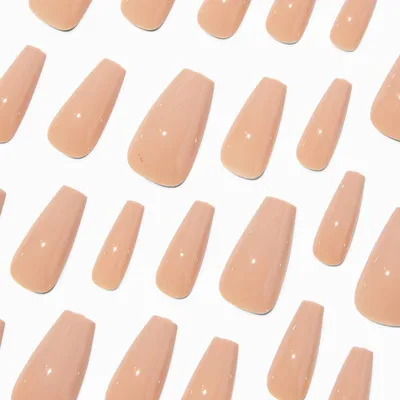 Glossy Nude Squareletto Vegan Faux Nail Set - 24 Pack