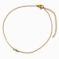 Gold-tone Stainless Steel Single Crystal Chain Anklet