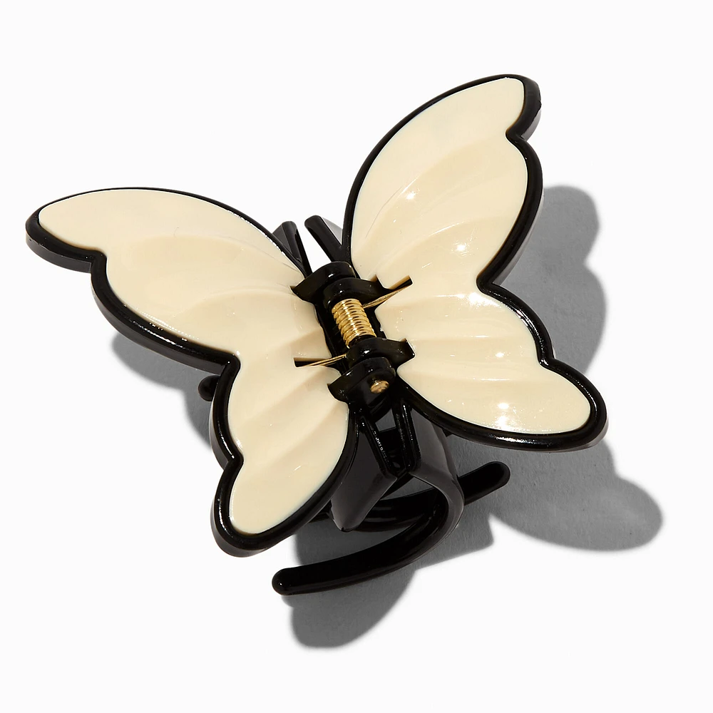 Cream & Black Butterfly Hair Claw