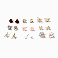 Gold Western Theme Stud Earrings - 9 Pack