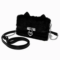 Black Cat Furry Crossbody Wallet