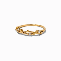 Gold-tone Stainless Steel Intertwined Embellished Branch Ring