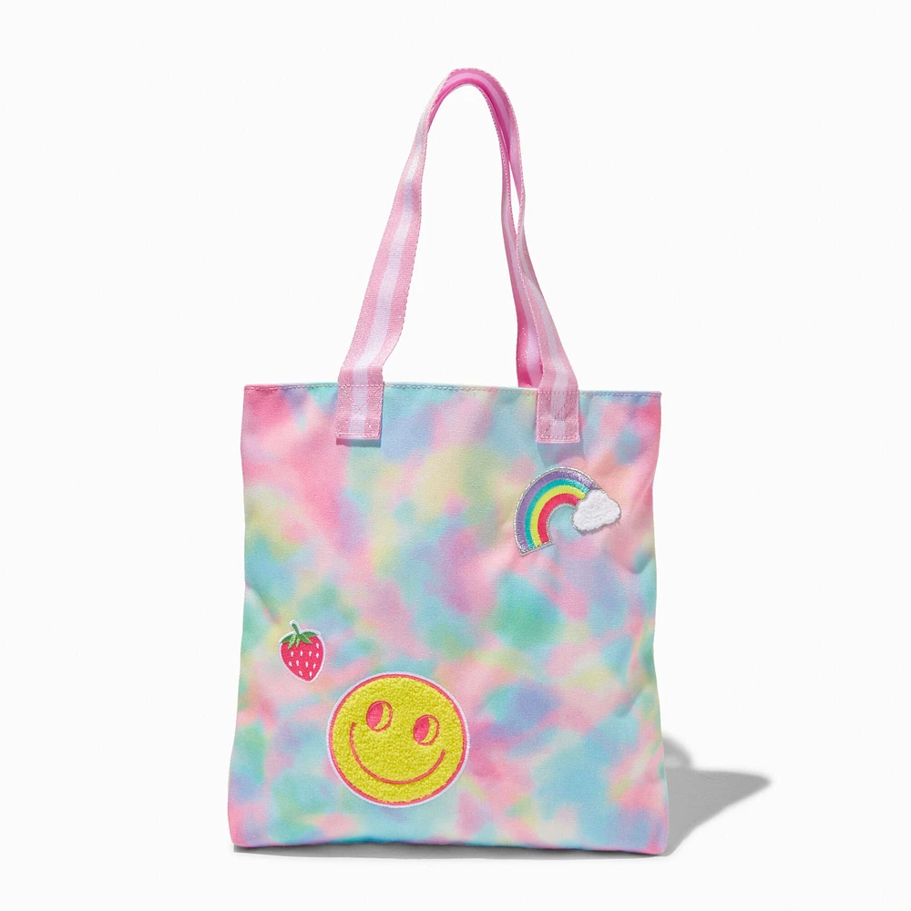 Claire's Club Happy Face Tie Dye Tote Bag