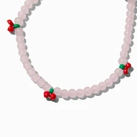 Cherry Pink Beaded Choker Necklace