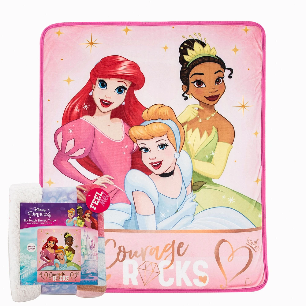 Disney Princess Rocking Princesses Silk Touch Sherpa Blanket (ds)