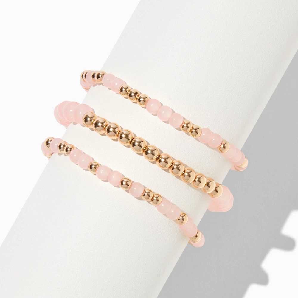 Blush Pink Beaded Stretch Bracelets - 3 Pack