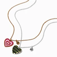 Best Friends Glitter Heart Pendant Necklaces - 2 Pack