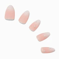 Neutral Ombre Pearl Long Almond Vegan Faux Nail Set - 24 Pack