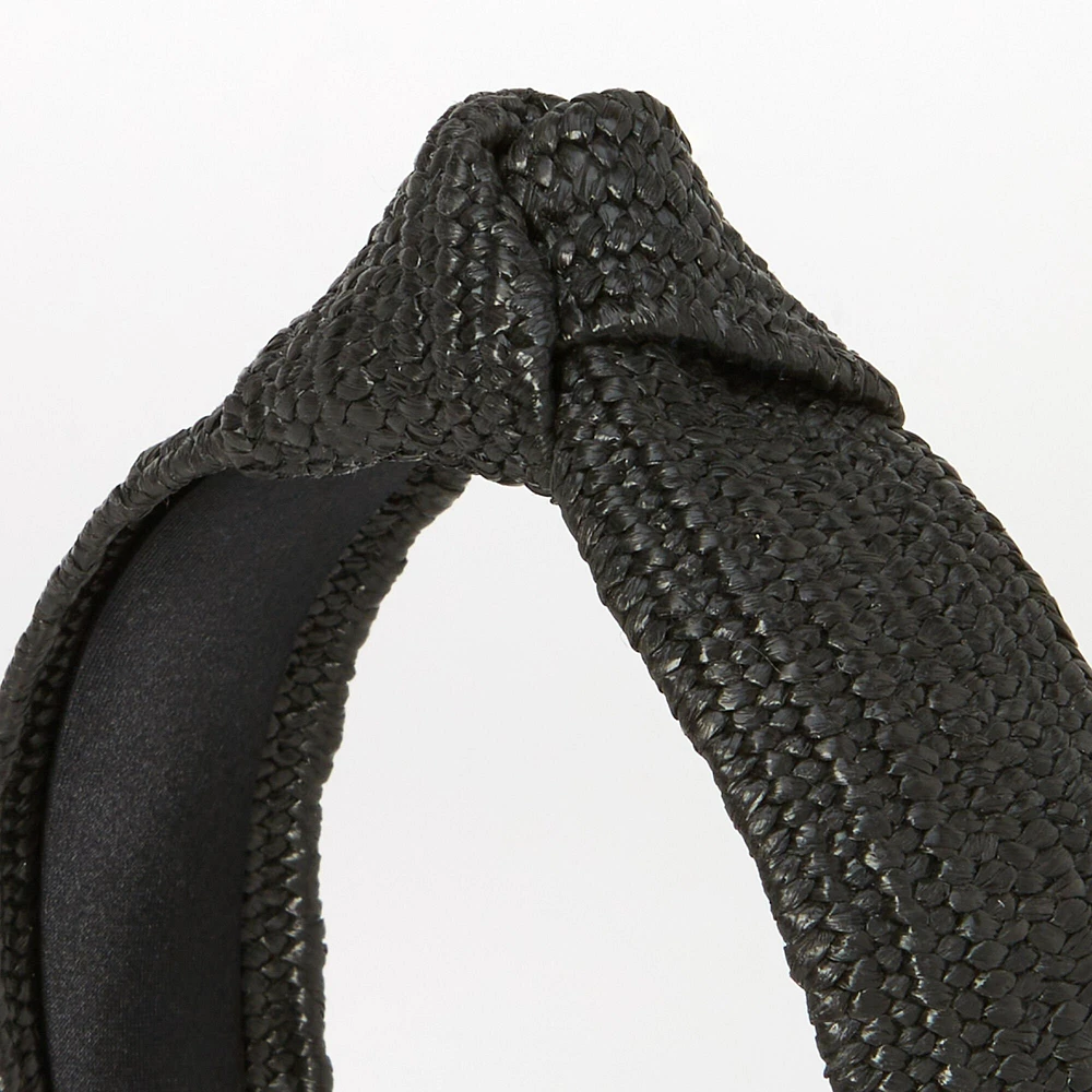 Black Raffia Knotted Headband