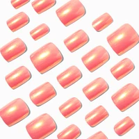 Coral Chrome Square Vegan Faux Nail Set - 24 Pack