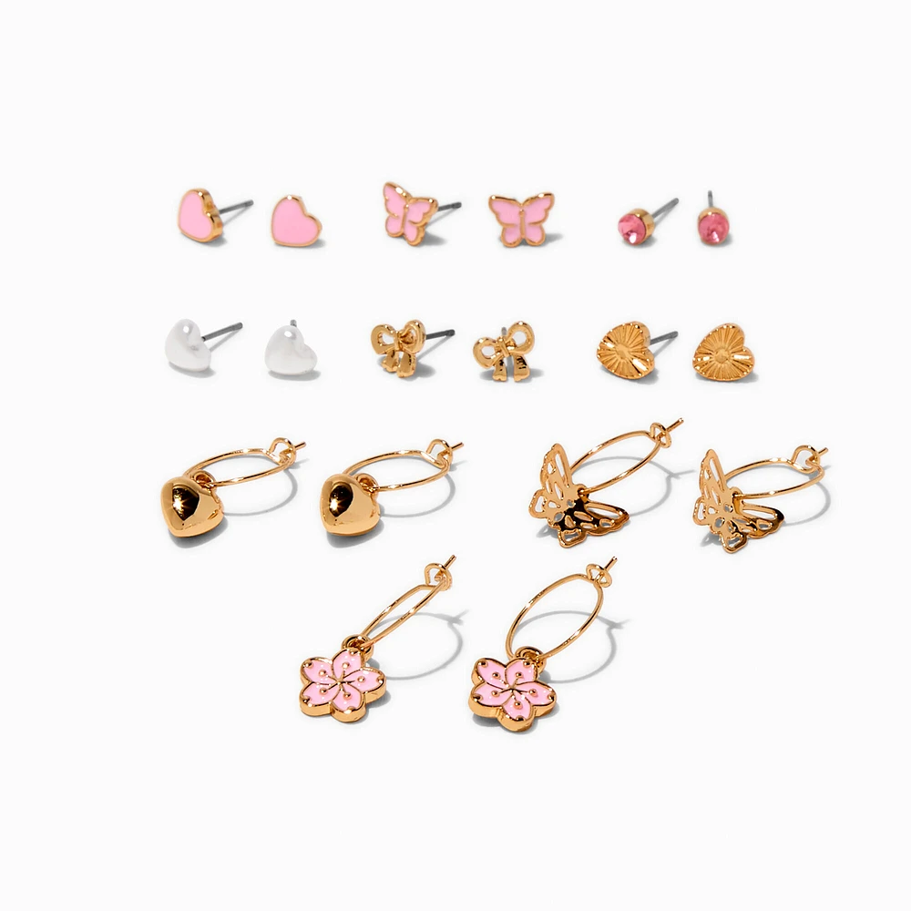 Pastel Pink Earring Stackables Set - 9 Pack