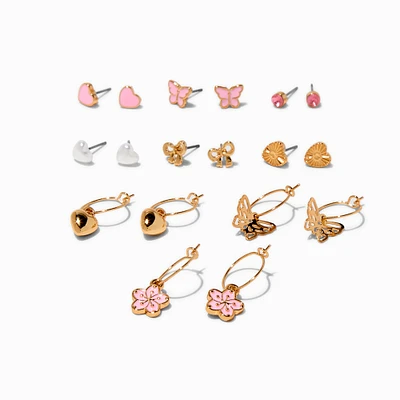 Pastel Pink Earring Stackables Set - 9 Pack