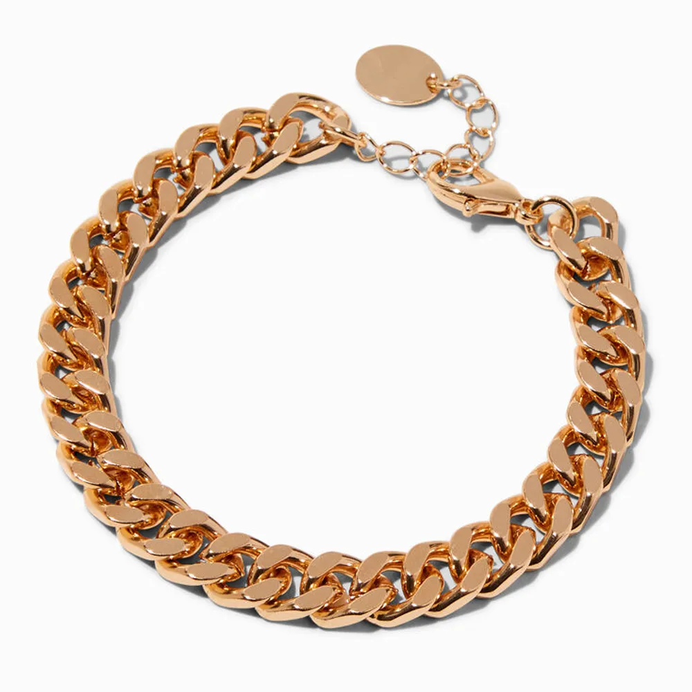 Gold-tone Flat Curb Chain Bracelet