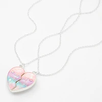 Best Friends Pastel Ombre Split Heart Pendant Necklaces
