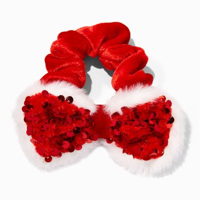 Christmas Red Sequin Bow Hair Scrunchie