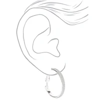 Silver 20MM Thin Glitter Hoop Earrings