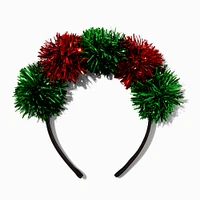 Holiday Tinsel Pom Pom Headband