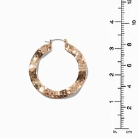 Gold-tone Wavy Hammered 50MM Hoop Earrings