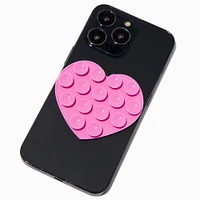 Pink Heart Silicone Suction Phone Case Adhesive Mount