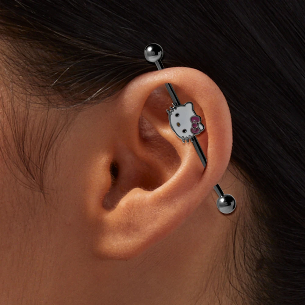 Hello Kitty® Enamel Face 14G Industrial Bar