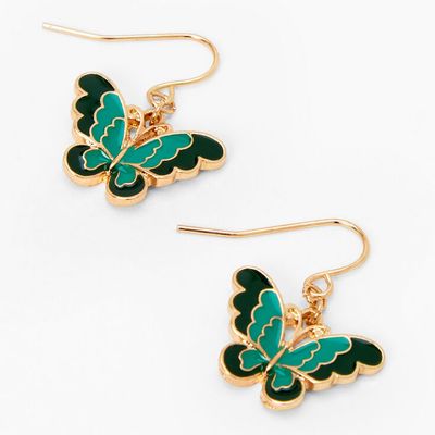 butterfly drop earrings gold