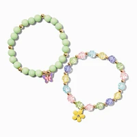 Uptown Matte Daisy & Butterfly Beaded Stretch Bracelets - 2 Pack