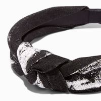 Black Acid-Washed Denim Knotted Headband