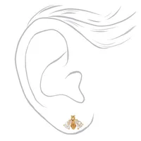 18kt Gold Plated Cubic Zirconia Bee Stud Earrings