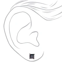 Black Cubic Zirconia 7MM Square Stud Earrings