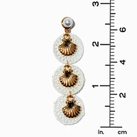 Crocheted Gold-tone Seashell 3" Drop Earrings