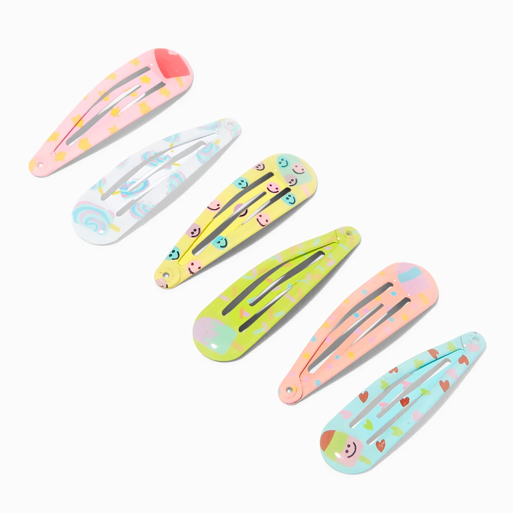 Claire's Club Happy Face Printed Snap Hair Clips - 6 Pack