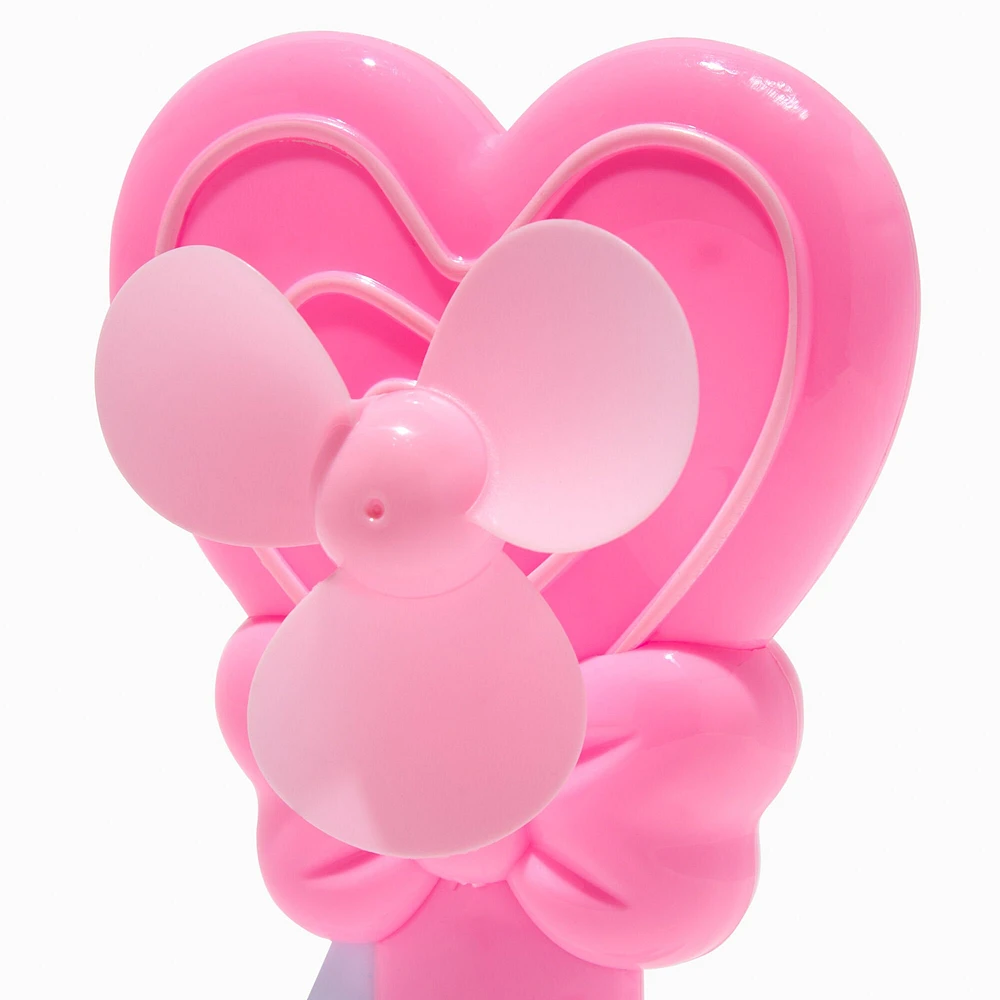Pink Heart Hand Crank Fan