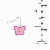 Pink Acrylic Butterfly 1" Drop Earrings