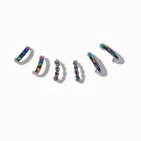 Rainbow Anodized Hoop Earring Stackables Set - 3 Pack