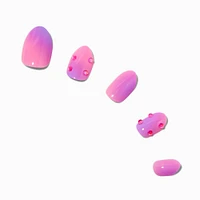 Pink & Purple Gemstone Stiletto Press On Vegan Faux Nail Set - 24 Pack