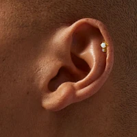 Gold-tone Titanium Opal 18G Stud Flat Back Cartilage Earrings - 3 Pack