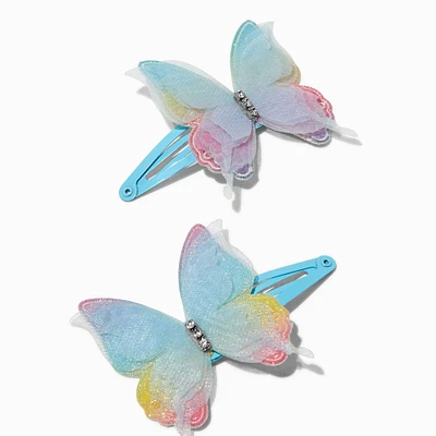 Claire's Club Blue Butterfly Snap Hair Clips - 2 Pack