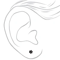 Black Cubic Zirconia 3mm, 4mm, & 5mm Round Stud Earrings - 3 Pack