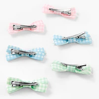 Claire's Club Pastel Gingham Hair Bow Clips - 6 Pack