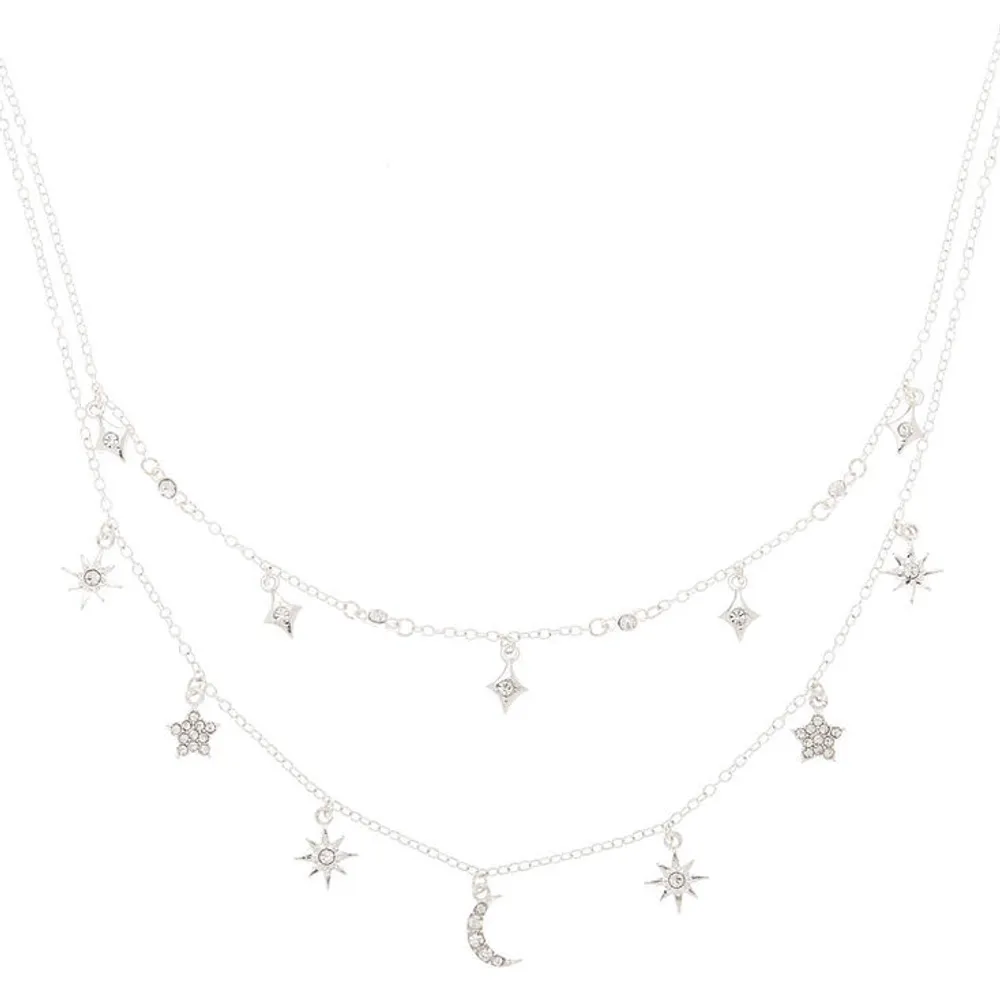 Silver Celestial Charm Multi-Strand Necklace