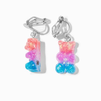 Colorblocked 0.5" Gummy Bear Clip-On Drop Earrings