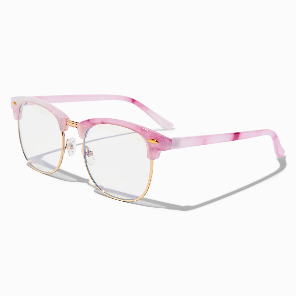 Pink Marble Browline Clear Lens Frames