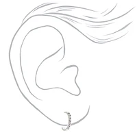 C LUXE by Claire's Sterling Silver Crystal Half Hoop Earrings