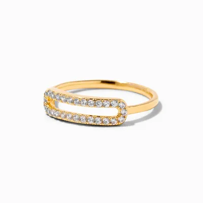 C LUXE by Claire's 18k Yellow Gold Plated Pavé Cubic Zirconia Paperclip Ring